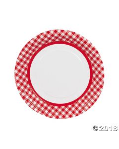 Red Gingham Paper Dinner Plates