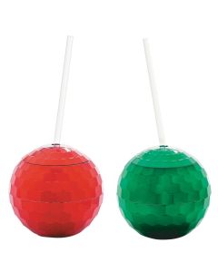 Red and Green Christmas Cups with Lids and Straws
