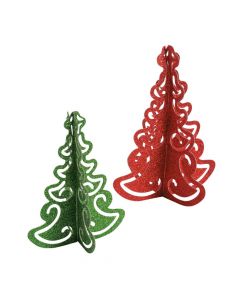 Red and Green Glitter Tree Centerpieces