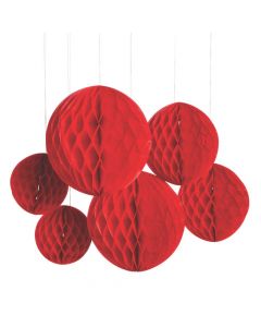 Red Hanging Honeycomb Decorations