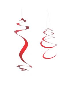 Red Hanging Swirl Decorations - 12 Pc.