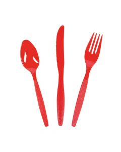 Red High Count Plastic Cutlery Set