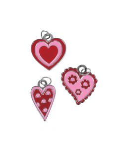 Red and Pink Enamel Heart Charms