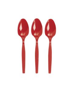 Red Plastic Spoon Set