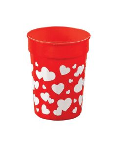 Red Valentine Plastic Cups with Hearts