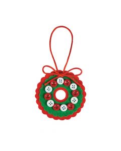 Red & White Button Wreath Christmas Ornament Craft Kit