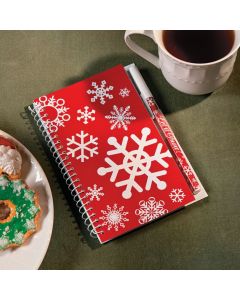 Red and White Snowflake Spiral Notepad and Pen Sets