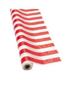 Red and White Striped Plastic Tablecloth Roll