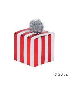Red & White Striped Pom-pom Treat Boxes