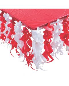 Red and White Swirl Table Skirt