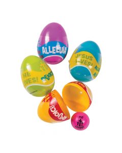 Religious Phrases Bouncing Ball-Filled Easter Eggs