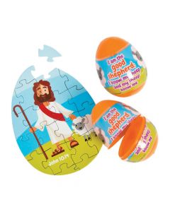 Religious Puzzle-Filled Plastic Easter Eggs