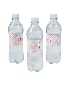 Rose Gold Cheers Water Bottle Labels