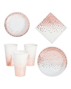Rose Gold Dot Tableware Kit for 24 Guests