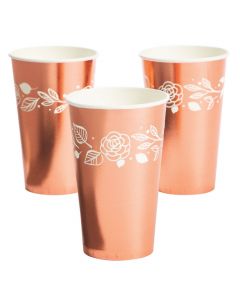 Rose Gold Foil Floral Paper Cups