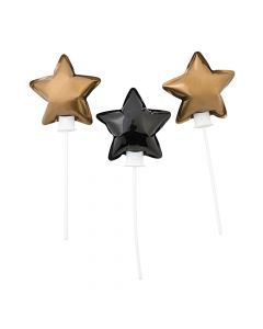 Self-Inflating Black and Gold Star Mylar Balloons
