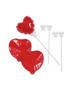 Self-Inflating Red Heart Mylar Balloons