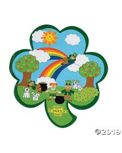 Shamrock-shaped ST. Patrick's Day Sticker Scenes