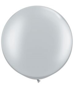 Silver 91cm Plain Round Latex Balloon