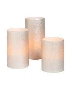 Silver Battery-Operated Candle Set