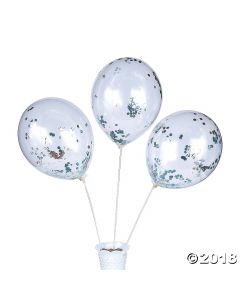 Silver Confetti Latex Balloons
