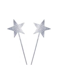 Silver Glittery Star Wands