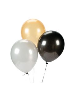 Silver, Gold and Black 11" Latex Balloon Assortment