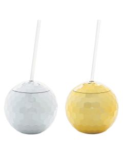 Silver and Gold Holiday Cups with Lids and Straws