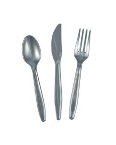Silver High Count Plastic Cutlery Sets