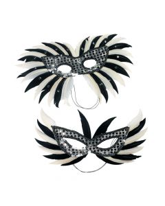 Silver Mardi Gras Feather Masks