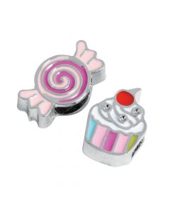 Small Enamel Candy and Cupcake Slide Charms