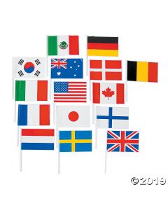 Small Plastic Flags of All Nations Flags