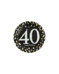 Sparkling Celebration 40th Birthday Paper Dessert Plates