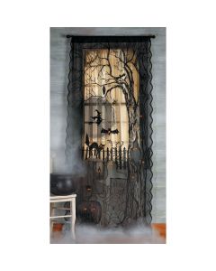 Spooky Lighted Lace Curtain Panel