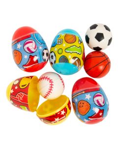 Sports Ball-Filled Plastic Easter Eggs - 12 Pc.