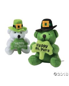 St. Patricks Day Stuffed Bears with a Shamrock