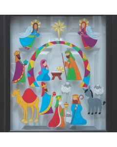 Stained Glass Nativity Window Clings