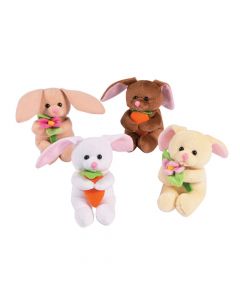 Stuffed Bunnies with Flowers and Carrots
