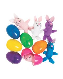 Stuffed Bunnies in Bright Eggs