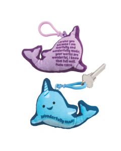 Stuffed Religious Narwhal Backpack Clip Keychains