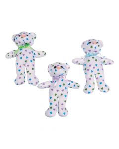 Stuffed Teddy Bears with Pastel Hearts