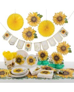 Sunflower Baby Shower Tableware Kit for 24 Guests