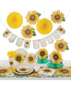 Sunflower Baby Shower Tableware Kit for 8 Guests