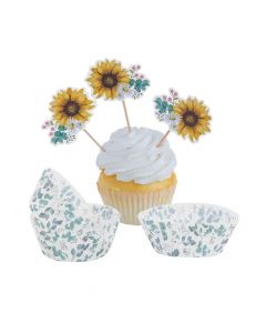 Sunflower Party Cupcake Liners with Picks