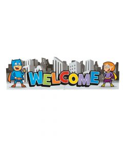 Superhero Welcome Banner Jointed Wall Decoration
