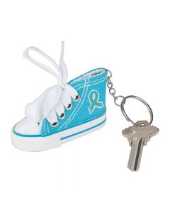 Teal Awareness Ribbon Sneaker Keychains