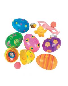Toy-Filled Printed Bright Plastic Easter Eggs