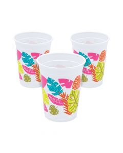 Tropical Leaf Plastic Cups