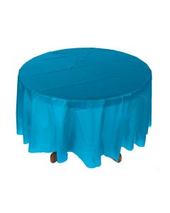 Turquoise Round Plastic Tablecloth