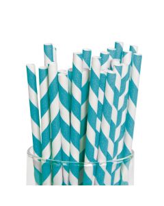 Turquoise Striped Paper Straws